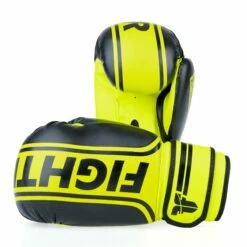 Fighter Boxing Gloves Basic Stripe - Neon Yellow/black