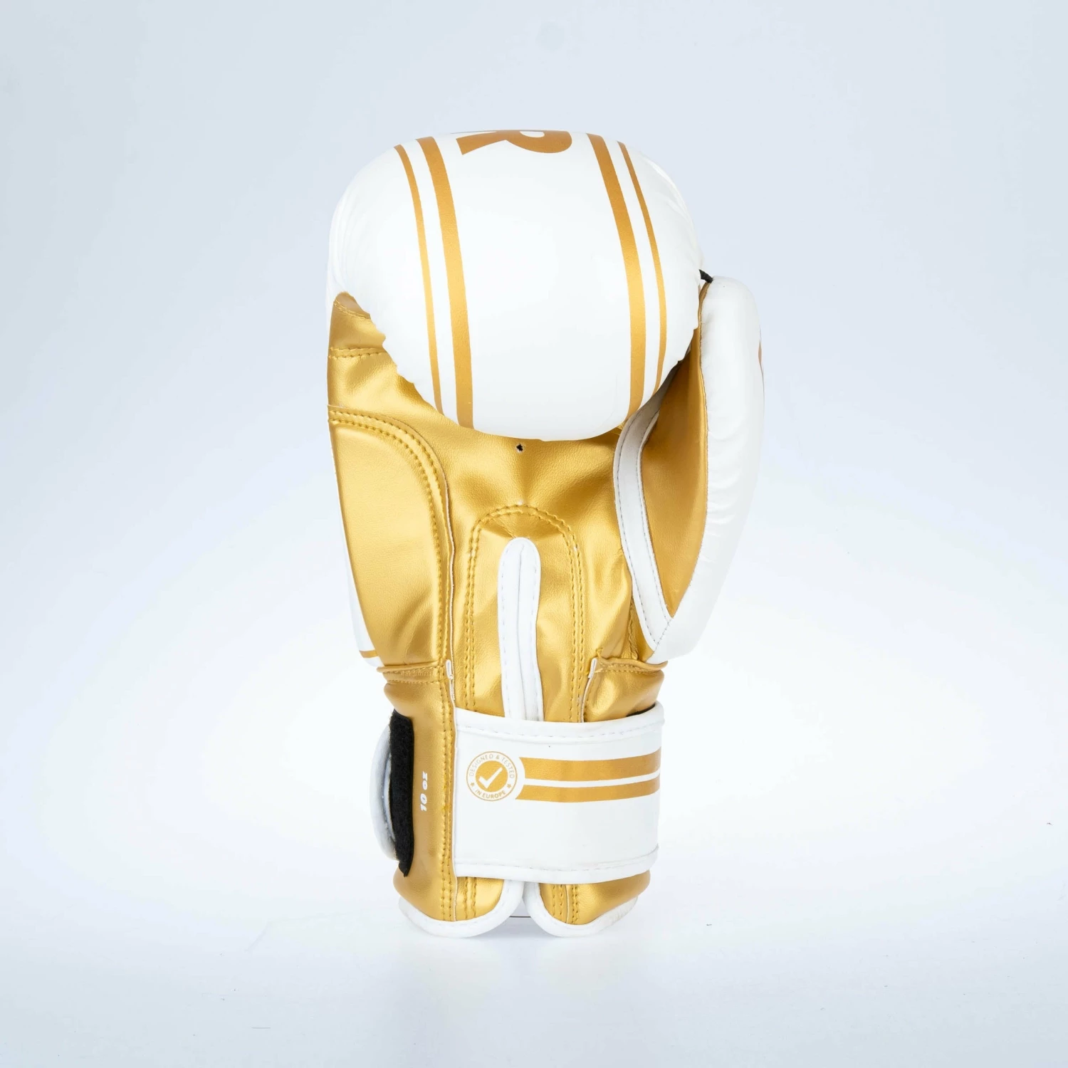 Fighter Boxing Gloves Basic Stripe - White/gold 4 Fighter Boxing Gloves Basic Stripe - White/gold - Image 2
