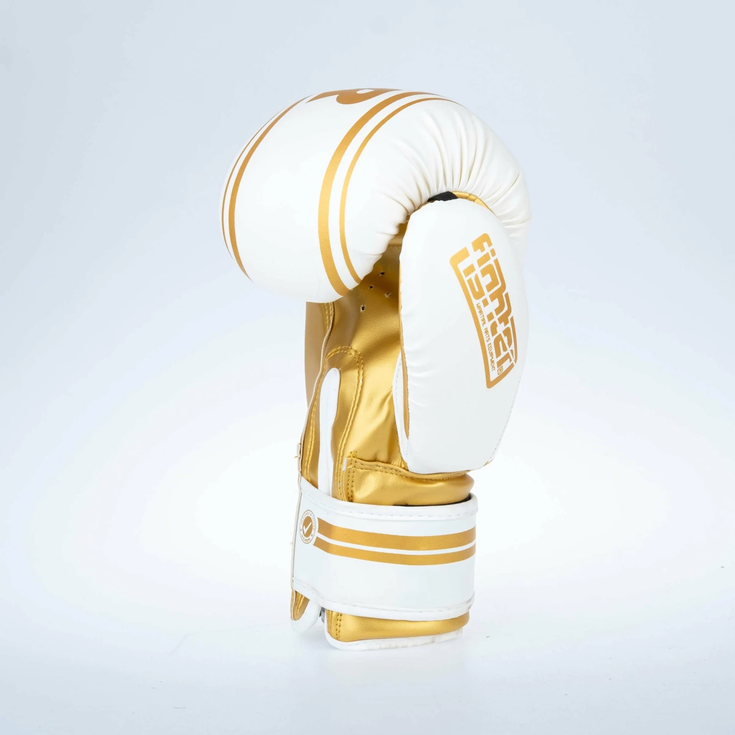 Fighter Boxing Gloves Basic Stripe - White/gold 5 Fighter Boxing Gloves Basic Stripe - White/gold - Image 3