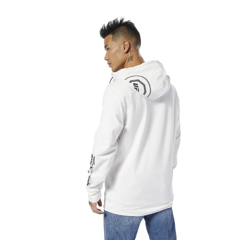 Reebok UFC Fight Night Blank Walkout Hoodie - White, CD8586 4 Reebok UFC Fight Night Blank Walkout Hoodie - White, CD8586 - Image 2