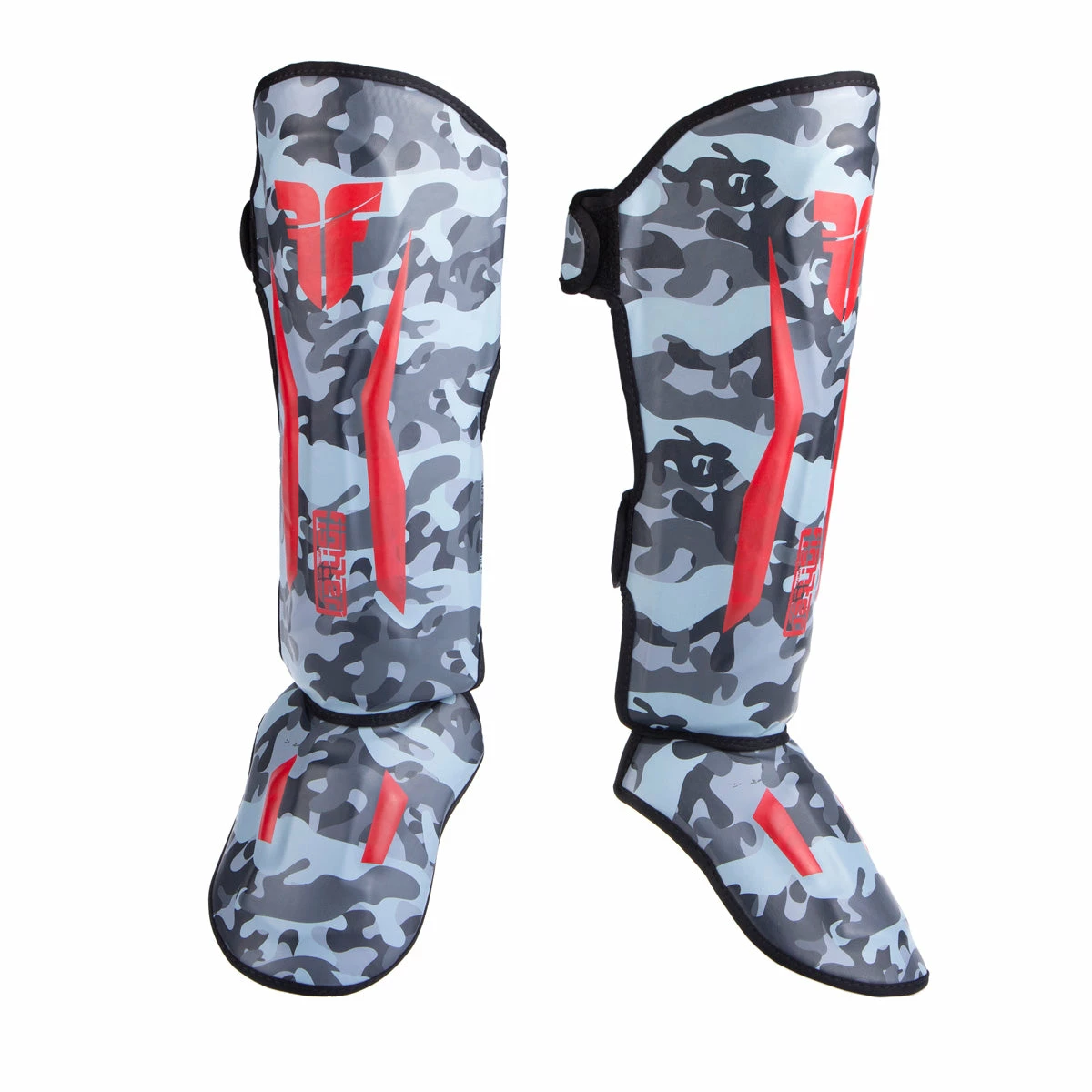 Fighter Shinguards Thai Ergo - Gray Camo/red, FSG-004GCR 3 Fighter Shinguards Thai Ergo - Gray Camo/red, FSG-004GCR