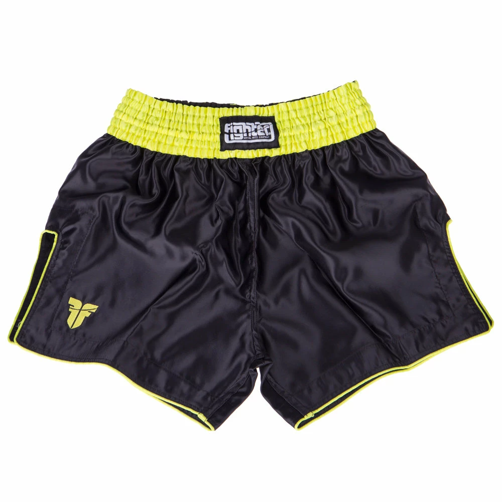Fighter Thai Trunks Bangkok Plain - Black/neon Yellow, FP10 3 Fighter Thai Trunks Bangkok Plain - Black/neon Yellow, FP10
