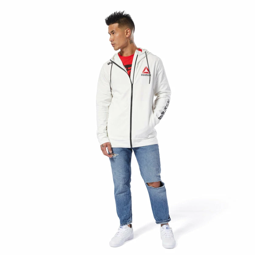 Reebok UFC Fight Night Blank Walkout Hoodie - White, CD8586 3 Reebok UFC Fight Night Blank Walkout Hoodie - White, CD8586