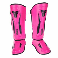 Fighter Shinguards Thai Ergo - Neon Pink/black, FSG-004NPB