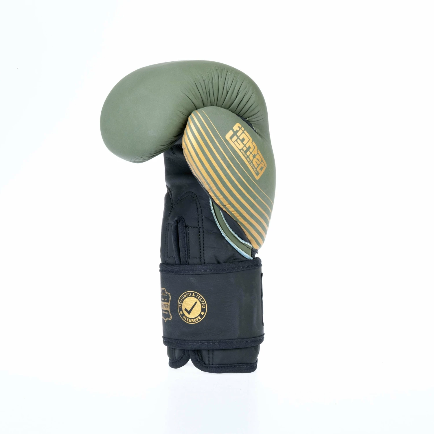 Fighter Boxing Gloves SPLIT Stripes - Khaki/gold 5 Fighter Boxing Gloves SPLIT Stripes - Khaki/gold - Image 3