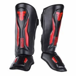 Fighter Shinguards Thai Ergo - Black/red, FSG-004BR