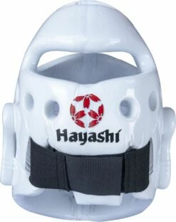 Hayashi Headguard WKF With Mask - White -Fighters Europe Store hayashi head guard with mask white rear b 246