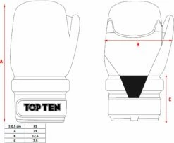 Top Ten Open Gloves ITF KIDS - Red -Fighters Europe Store size cart 1